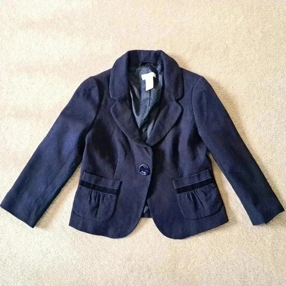 ❤️ Joe Fresh Navy Blue Wool Blend  Women's Blazer Size 4 - Picture 1 of 10